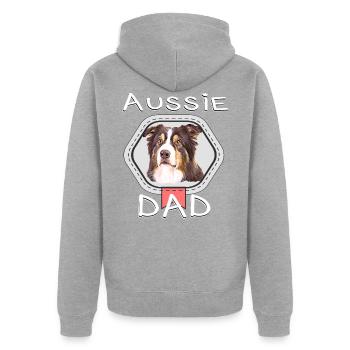 Australian Shepherds Aussie dogs papa - Veste à capuche bio Premium Unisexe - gris chiné - Dos - Nico (187cm)
