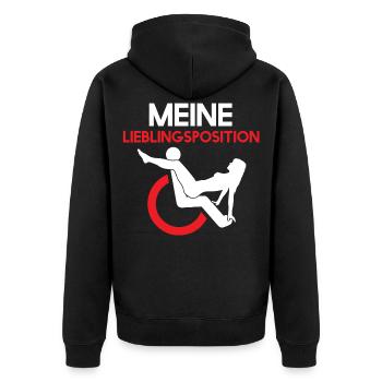 Rollstuhl Sex Position - Rollstuhlfahrer Geschlech - Unisex Premium Bio Zip Hoodie - Schwarz - Hinten - Nico (187cm)