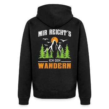 Mir reicht's ich geh wandern Tannenwald Berg - Unisex Premium Bio Zip Hoodie - Schwarz - Hinten - Nico (187cm)