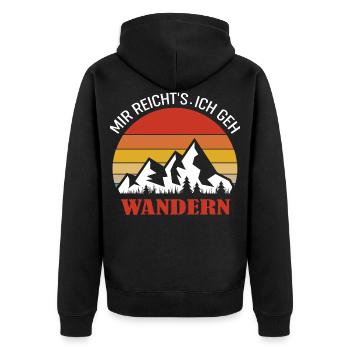 Mir reicht's ich geh Wandern Sonnenuntergang - Unisex Premium Bio Zip Hoodie - Schwarz - Hinten - Nico (187cm)