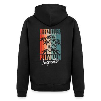 Lustiger Weed Hand Spruch Pflanzen Inspektor - Unisex Premium Bio Zip Hoodie - Schwarz - Hinten - Nico (187cm)