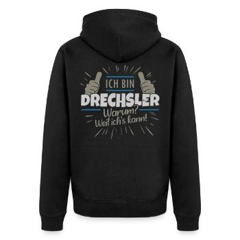 Retro Design Beruf Drechsler Meister Handwerk - Unisex Premium Bio Zip Hoodie - Schwarz - Hinten - Nico (187cm)