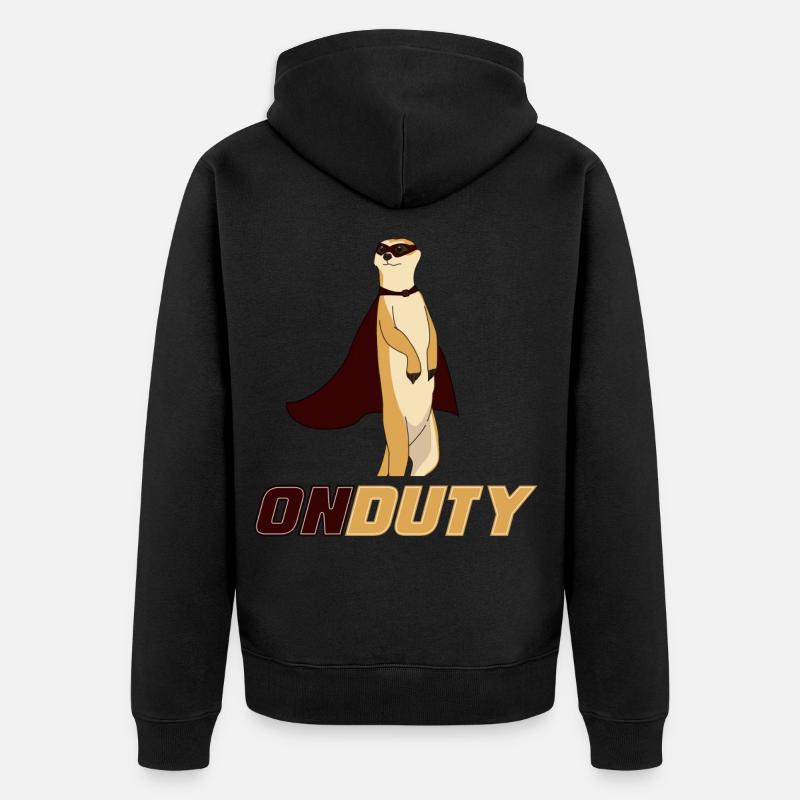 Erdmännchen, Erdmännchen relaxen, Meerkat - Unisex Premium Bio Zip Hoodie - Schwarz