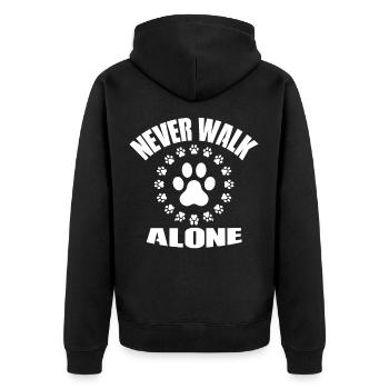 Never walk alone paw - Unisex Premium Organic Zip Hoodie - black - Back - Nico (187cm)