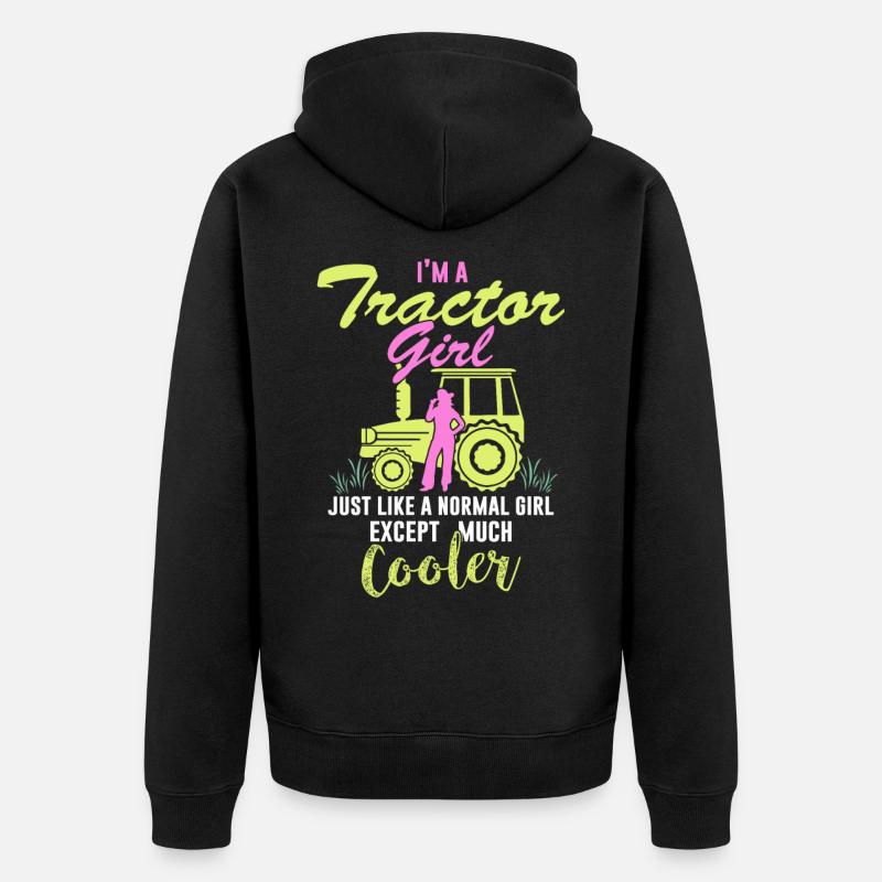 Traktor Mädchen - Unisex Premium Bio Zip Hoodie - Schwarz
