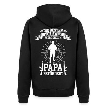 Soldat Papa Vater Vatertag Militär - Unisex Premium Bio Zip Hoodie - Schwarz - Hinten - Nico (187cm)
