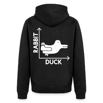 Ente Hase - X Y Achse Mathematik - Unisex Premium Bio Zip Hoodie - Schwarz - Hinten - Nico (187cm)