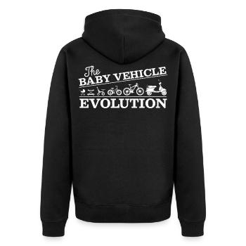Baby Vehicle Evolution - Dreirad Spielzeug Moped K - Unisex Premium Bio Zip Hoodie - Schwarz - Hinten - Nico (187cm)