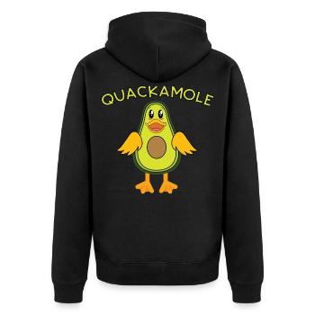 Quackamole - Quacamole Lustige Sprüche Avokado - Unisex Premium Bio Zip Hoodie - Schwarz - Hinten - Nico (187cm)