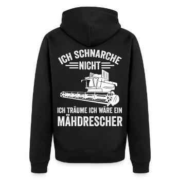Mähdrescher Acker Landwirt Bauer Traktor Agrar - Unisex Premium Bio Zip Hoodie - Schwarz - Hinten - Nico (187cm)