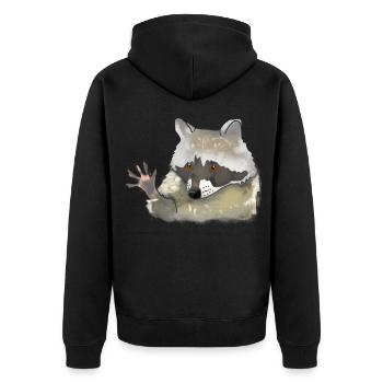 Waschbär - Unisex Premium Bio Zip Hoodie - Schwarz - Hinten - Nico (187cm)