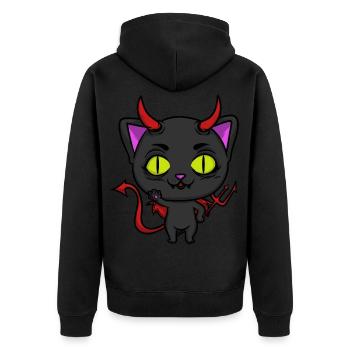 Diable chat chaton enfer satan - Veste à capuche bio Premium Unisexe - noir - Dos - Nico (187cm)