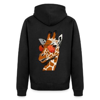 lustige Giraffe mit Sonnenbrille Giraffen Geschenk - Unisex Premium Bio Zip Hoodie - Schwarz - Hinten - Nico (187cm)