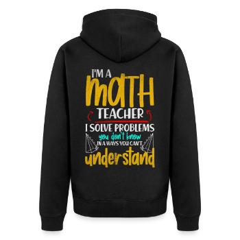 Mathe - Unisex Premium Bio Zip Hoodie - Schwarz - Hinten - Nico (187cm)