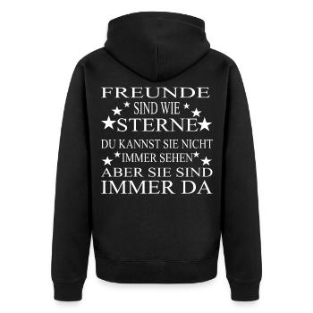 Freunde sind wie Sterne - Unisex Premium Bio Zip Hoodie - Schwarz - Hinten - Nico (187cm)
