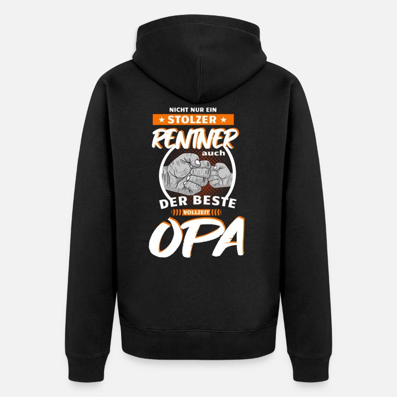Rentner vollzeit Opa Geschenkidee - Unisex Premium Bio Zip Hoodie - Schwarz