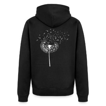 Flute Notes Music Dandelion Gift - Unisex Premium Organic Zip Hoodie - black - Back - Nico (187cm)