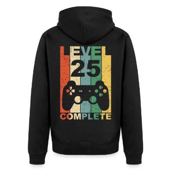 25. Geburtstag 25 Jahre Geburtstagsgeschenk Gamer - Unisex Premium Bio Zip Hoodie - Schwarz - Hinten - Nico (187cm)