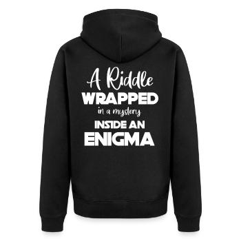Une énigme enveloppée de mystère - Veste à capuche bio Premium Unisexe - noir - Dos - Nico (187cm)