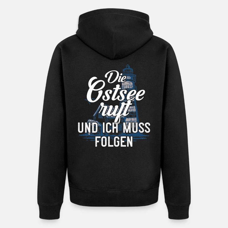 Die Ostsee ruft - Unisex Premium Bio Zip Hoodie - Schwarz
