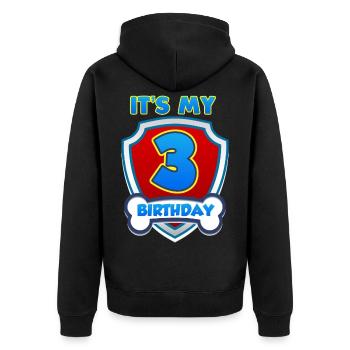 3 three girls boy birthday bones gift - Unisex Premium Organic Zip Hoodie - black - Back - Nico (187cm)