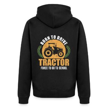 Traktor Trekker Bauer Landwirt - Unisex Premium Bio Zip Hoodie - Schwarz - Hinten - Nico (187cm)