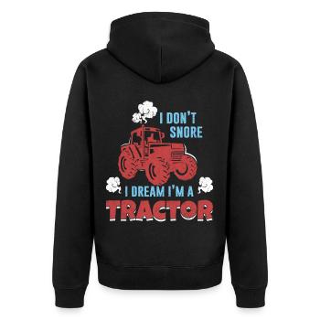 Traktor Bauer Landwirt Geschenk Schlepper - Unisex Premium Bio Zip Hoodie - Schwarz - Hinten - Nico (187cm)