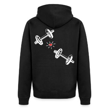 Fitness Haltères - avec coeur rouge - i love - Veste à capuche bio Premium Unisexe - noir - Dos - Nico (187cm)