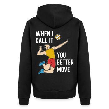 Volleyball Volleyballer - Unisex Premium Bio Zip Hoodie - Schwarz - Hinten - Nico (187cm)