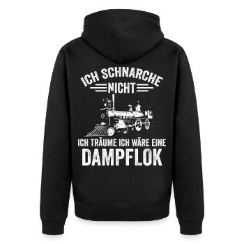 Lokführer Dampflok Lokomotive Eisenbahn Geschenk - Unisex Premium Bio Zip Hoodie - Schwarz - Hinten - Nico (187cm)