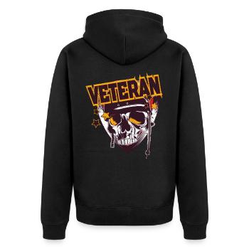 Veteran of the Army - Unisex Premium Organic Zip Hoodie - black - Back - Nico (187cm)