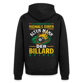 Billard Alter Mann - Unisex Premium Bio Zip Hoodie - Schwarz - Hinten - Nico (187cm)