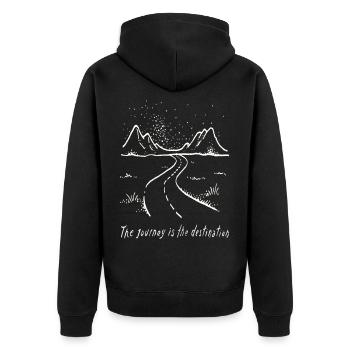 Der Weg ist das Ziel Roadtrip Reisen Urlaub Campen - Unisex Premium Bio Zip Hoodie - Schwarz - Hinten - Nico (187cm)