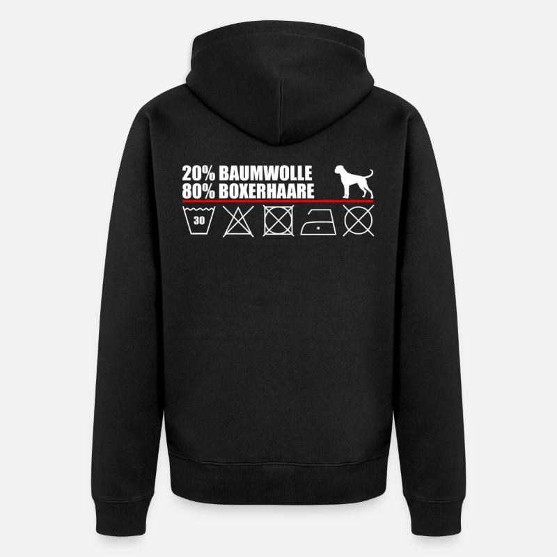 Deutscher Boxer Hundehaare Geschenk - Unisex Premium Bio Zip Hoodie - Schwarz