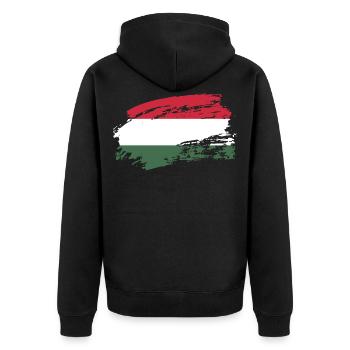hungary hungary - Unisex Premium Bio Zip Hoodie - Schwarz - Hinten - Nico (187cm)