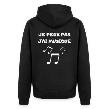 Je peux pas j'ai musique - Veste à capuche bio Premium Unisexe - noir - Dos - Nico (187cm)