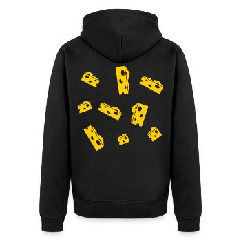 CHEESE - Unisex Premium Organic Zip Hoodie - black - Back - Nico (187cm)