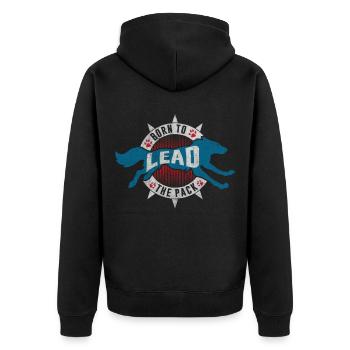 Wolf Wolfpack Rudel Anführer - Unisex Premium Bio Zip Hoodie - Schwarz - Hinten - Nico (187cm)