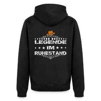Rentner Legende im Ruhestand Hut - Unisex Premium Bio Zip Hoodie - Schwarz - Hinten - Nico (187cm)