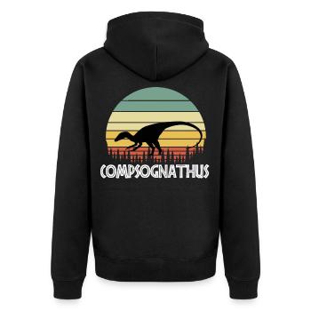 Compsognathus - Unisex Premium Organic Zip Hoodie - black - Back - Nico (187cm)