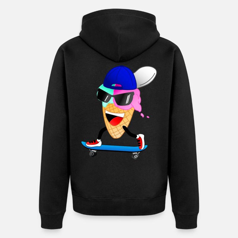 Glace patineuse drôle - Veste à capuche bio Premium Unisexe - noir