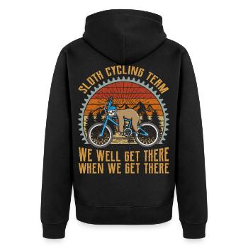 Vintage Sloth Cycling Team - Unisex Premium Organic Zip Hoodie - black - Back - Nico (187cm)