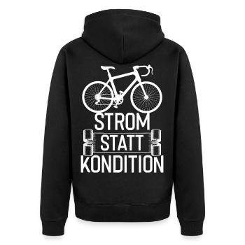 e-bike - Unisex Premium Bio Zip Hoodie - Schwarz - Hinten - Nico (187cm)