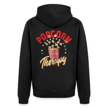 Popcorn films - Unisex Premium Organic Zip Hoodie - black - Back - Nico (187cm)