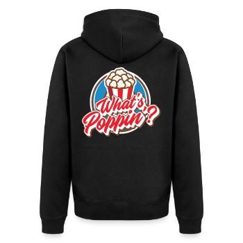Popcorn - Unisex Premium Organic Zip Hoodie - black - Back - Nico (187cm)