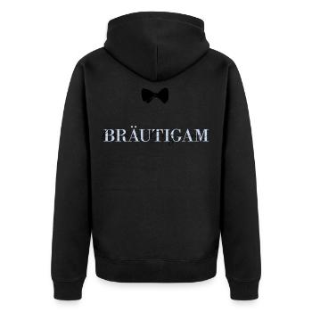 Bräutigam mit Fliege - Unisex Premium Bio Zip Hoodie - Schwarz - Hinten - Nico (187cm)