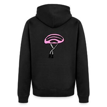 Fahrradhelm pink - Unisex Premium Bio Zip Hoodie - Schwarz - Hinten - Nico (187cm)