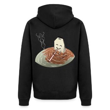 Smoking tea cigarette joint smoking pot tea bags - Unisex Premium Organic Zip Hoodie - black - Back - Nico (187cm)