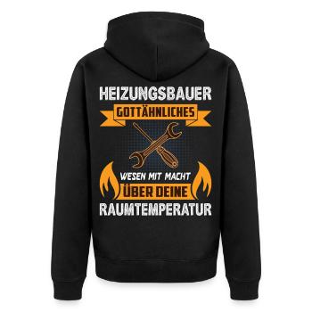 Heizungsbauer Heizungsbau Heizungsinstallateur - Unisex Premium Bio Zip Hoodie - Schwarz - Hinten - Nico (187cm)