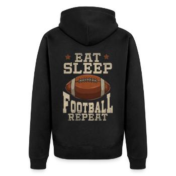 American football - Unisex Premium Bio Zip Hoodie - Schwarz - Hinten - Nico (187cm)
